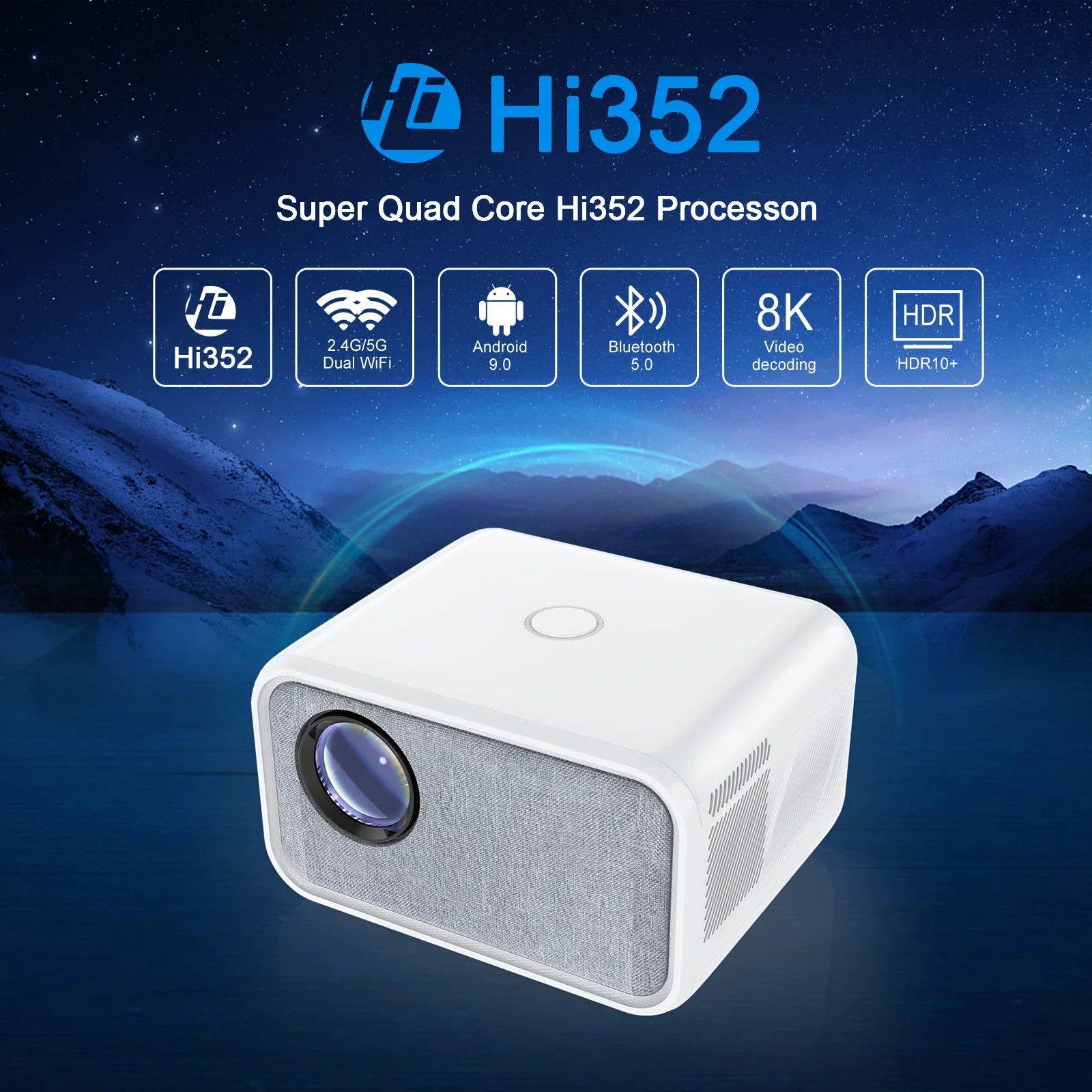 KTX-697491 Full HD Portable Projector with 12000mAh Battery for Outdoor and Home Use