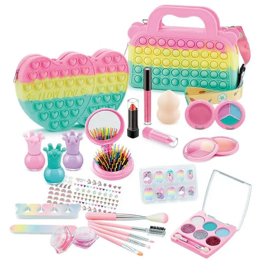 KTX-326995 Kids Cosmetic Makeup Set with Nail Accessories for Dress-Up Play - Ages 2 to 14
