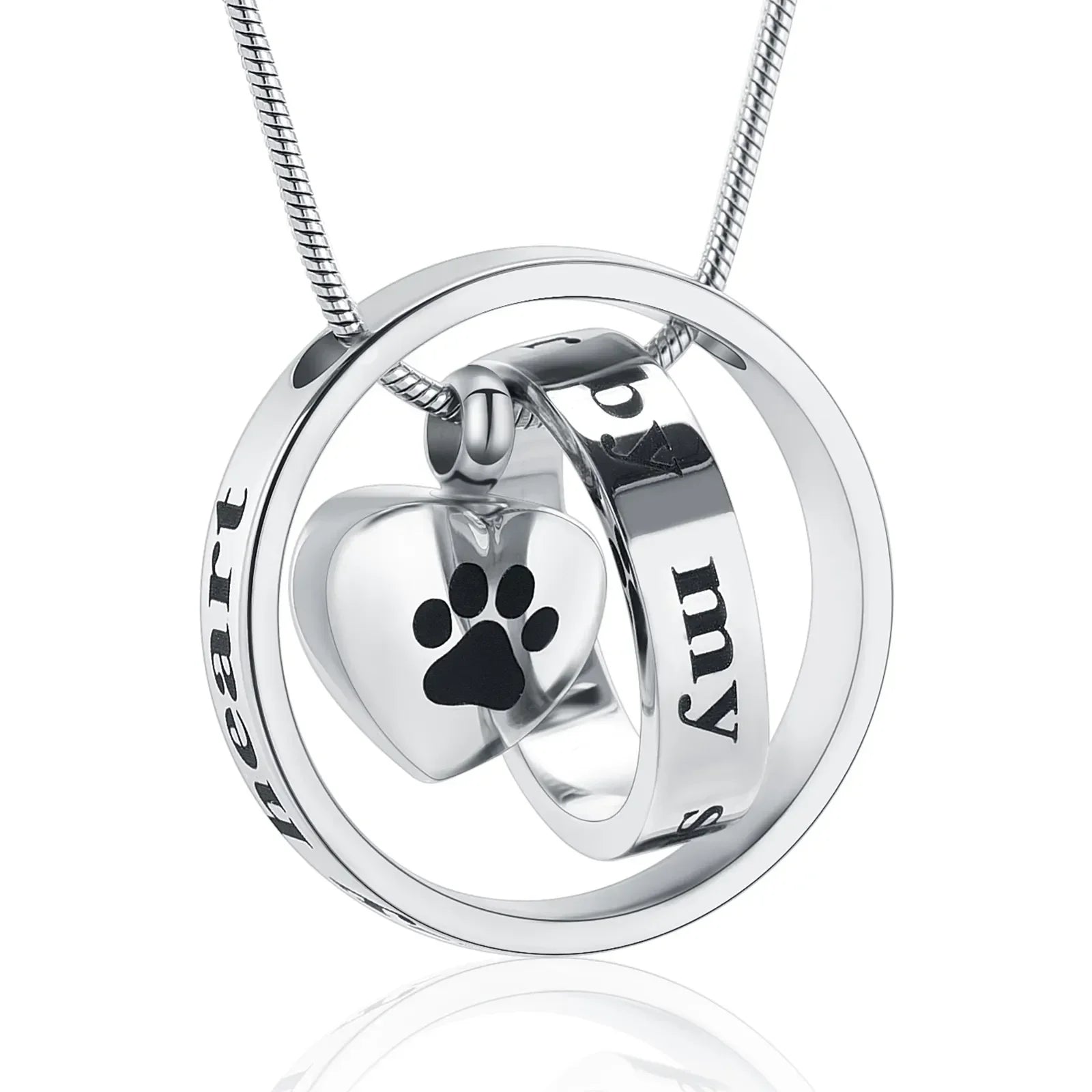KTX-707731 Forever in My Heart,No Longer by My Side Cremation Pet Urn Necklace for Ashes Pendant Jewelry for Dog Paw Print