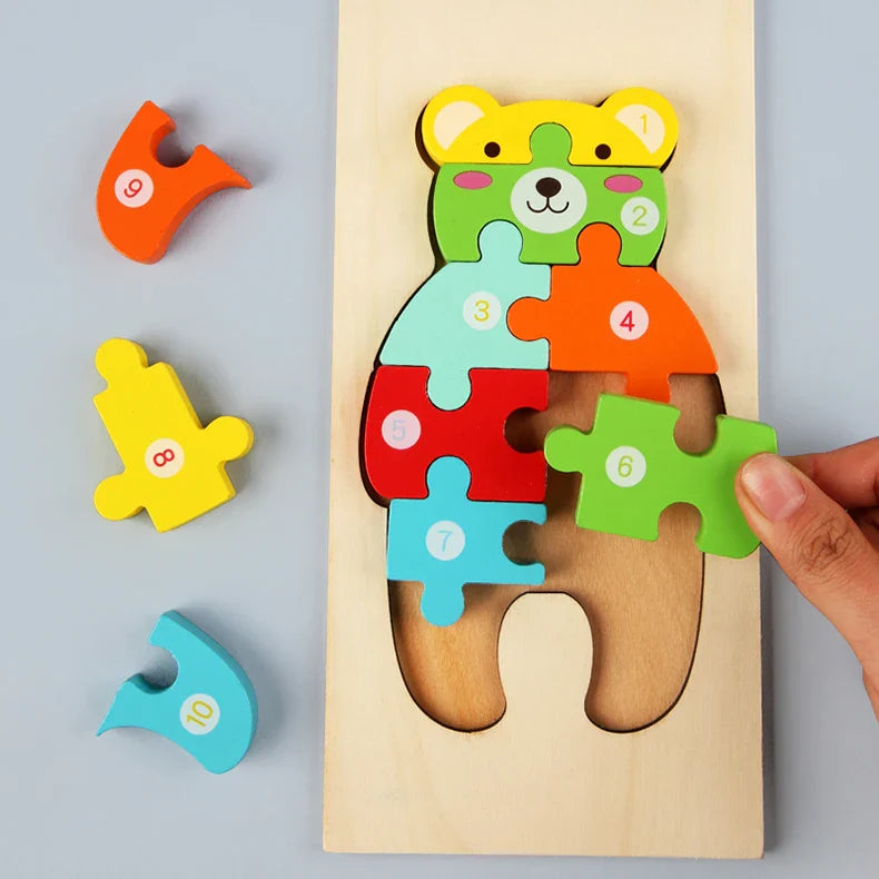 KTX-646547 Wooden 3D Puzzle Game for Children - Montessori Educational Jigsaw Learning Toy
