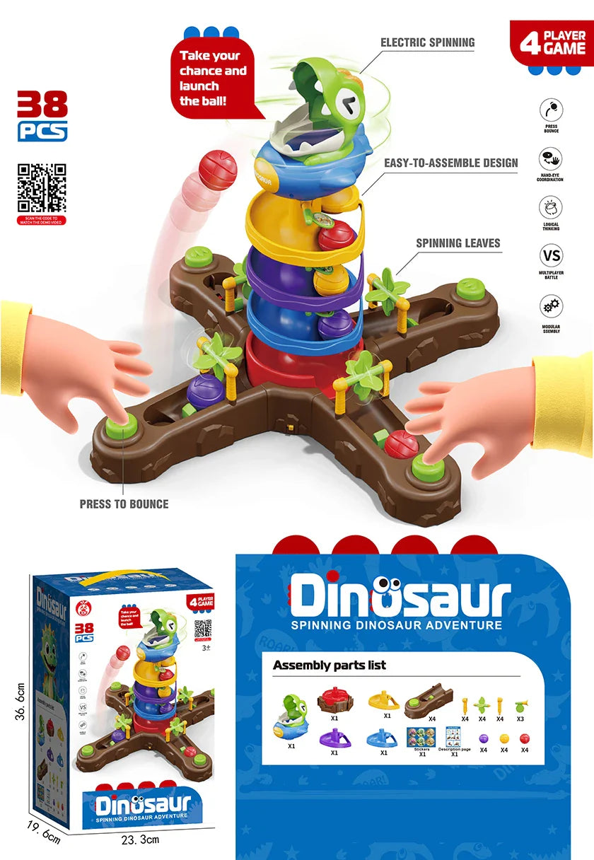 KTX-279571 Dinosaur Ball Drop Toy Set – Educational Rotating Ball Battle Game for Ages 5 and Up