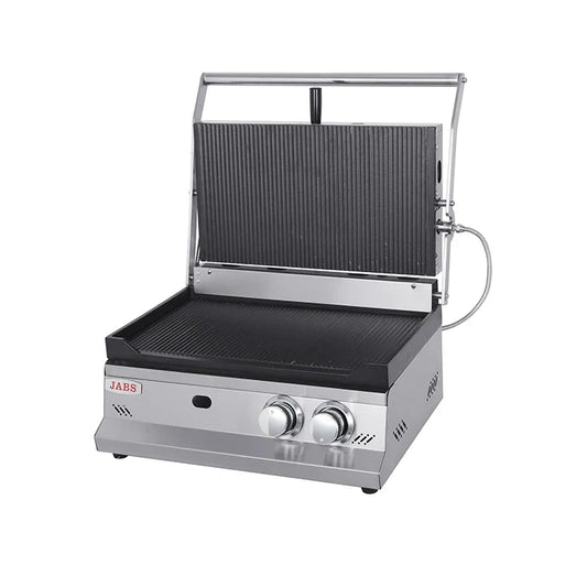 KTX-908755 Commercial Gas Panini Press Grill and Whole Groove Griddle for Catering and Food Services