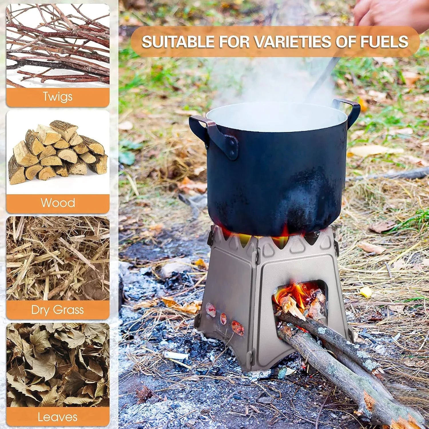 KTX-909907 Portable Stainless Steel Camping Stove - Compact Picnic Barbecue for Outdoor Cooking