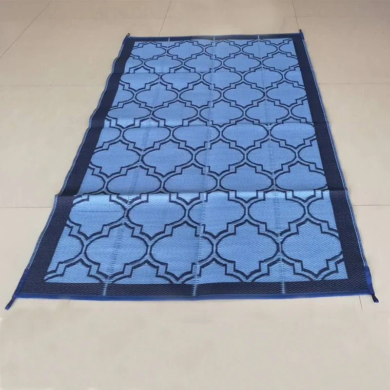 KTX-382163 Black and White Polypropylene RV Mat for Indoor and Outdoor Use