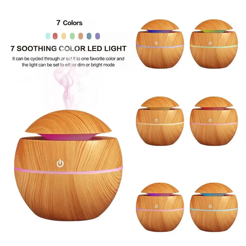 KTX-783123 Ultrasonic Wood Grain Humidifier for Aromatherapy - Mini LED Humidifier for Home Use