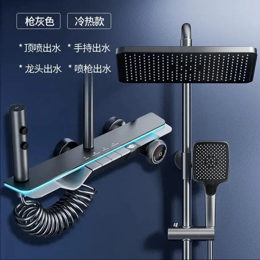 KTX-441619 Intelligent Constant Temperature Digital Shower Head with Soft Spray Pattern, Polished Finish, 80l/min Flow Rate