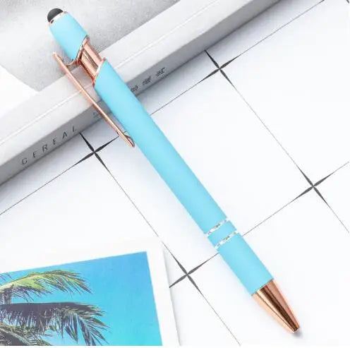 KTX-324307 2 in 1 Multifunctional Stylus and Metal Ballpoint Pen with Custom Logo, Soft Touch Rubber Body, Rose Gold Finish