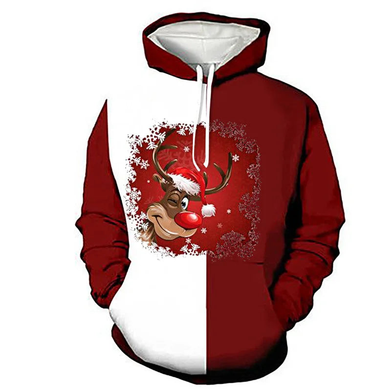 KTX-751699 Men's Christmas Sweatshirt Christmas New Christmas Deer Mens Crew Neck Digital Printing Couple Dress Pullover Sweater