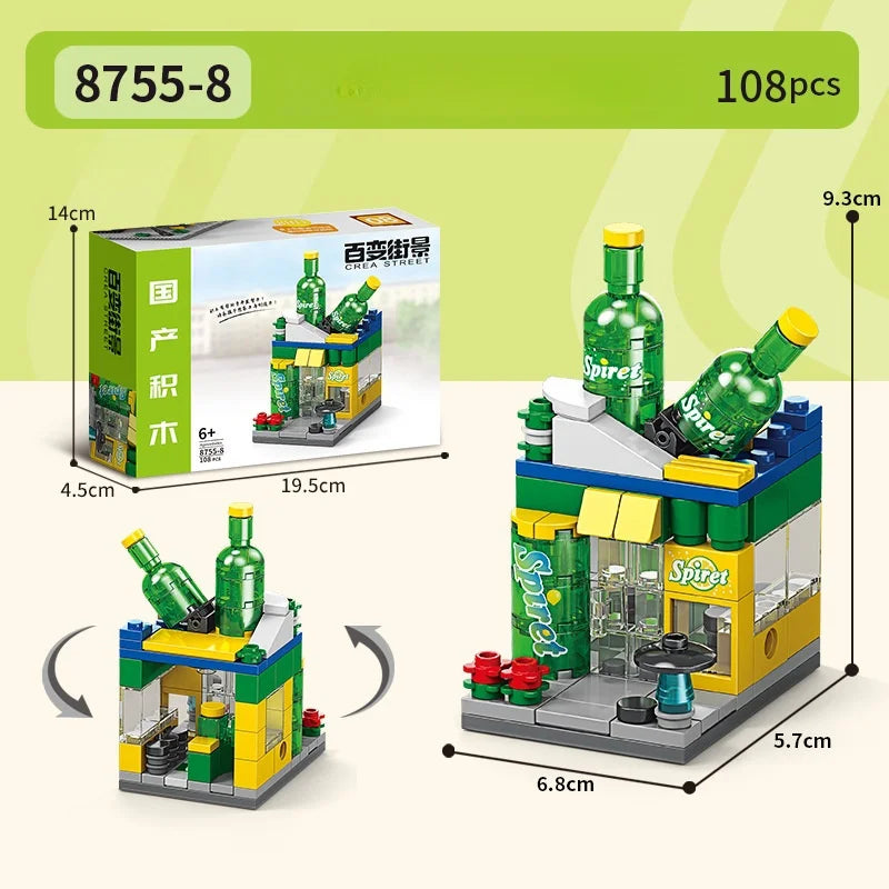 KTX-636179 8-in-1 Mini City Street View 3D Building Block Set for Kids