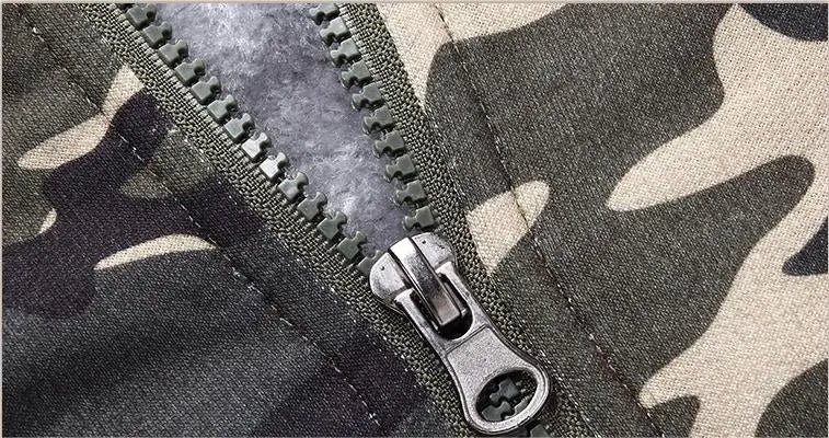 KTX-439827 Men's Plush Camouflage Jacket Winter Oversized Slim Coat Fabric Finished Weaving Sporty Style