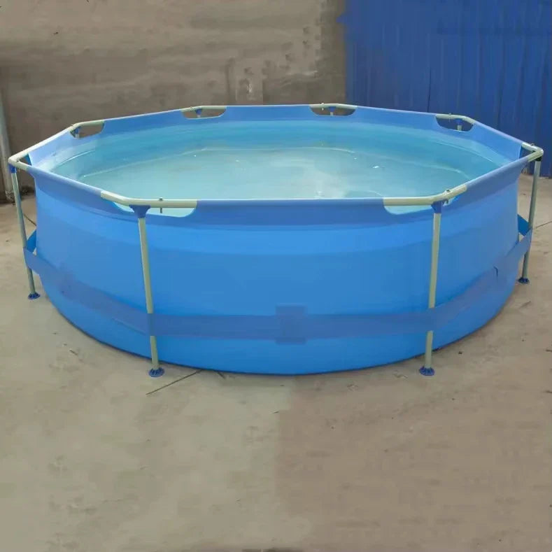 KTX-405395 Above Ground Metal Frame Swimming Pool for Kids and Family Use in Outdoor Gardens