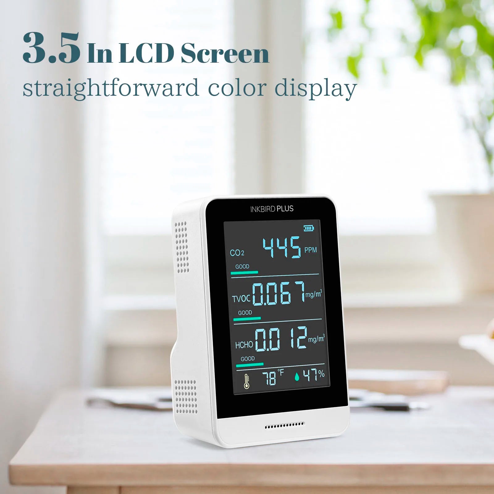 KTX-487059 Digital Indoor Air Quality Sensor - CO2, Gas Detection, Temperature, and Humidity Monitoring