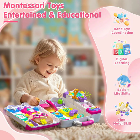 KTX-182419 Montessori Busy Board for Babies and Toddlers - Educational Toy for Early Development