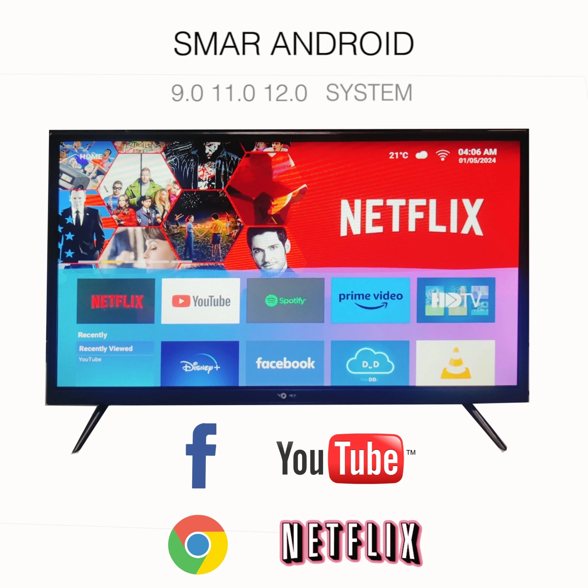 KTX-680531 Smart Android LED TV - Available in 19 to 50-Inch Sizes, 4K UHD, HDR Support, Wi-Fi & Bluetooth Connectivity