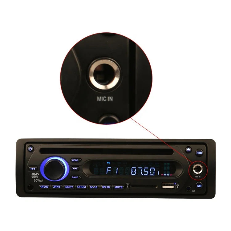 KTX-386771 Single Din DC12-24V Car Audio Amplifier with DVD, FM Radio, USB Ports, and Microphone Support