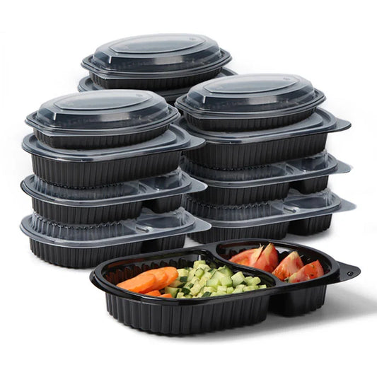 KTX-450387 Microwavable Clear Plastic Food Containers with Lids - Recycled Small Takeout Boxes