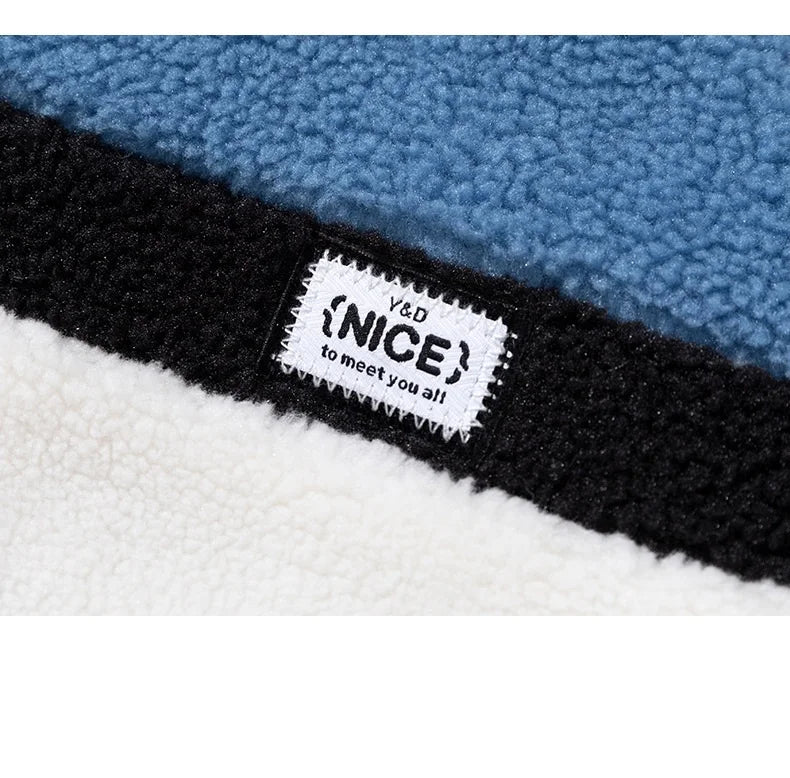 KTX-570899 Men's Lamb Fleece and Thick Cotton Stand Collar Puffer Jacket Winter Clothing Jacket for Men Men's Jackets