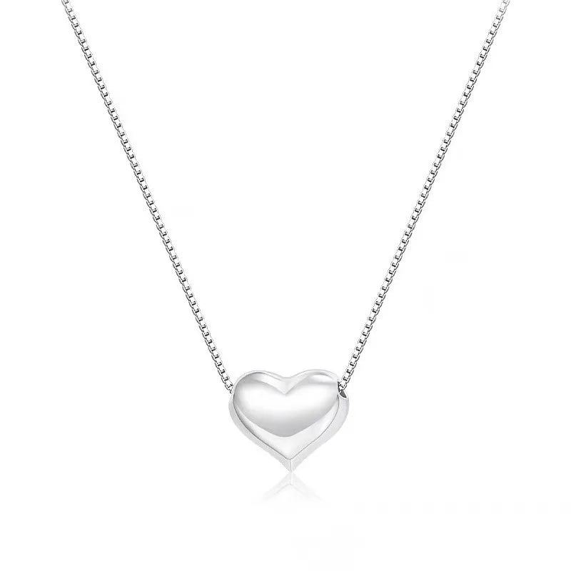 KTX-674963 New Fashion Design S925 Silver 3D Love Heart Pendant Necklace for Women Fine 925 Silver Jewelry Wholesale