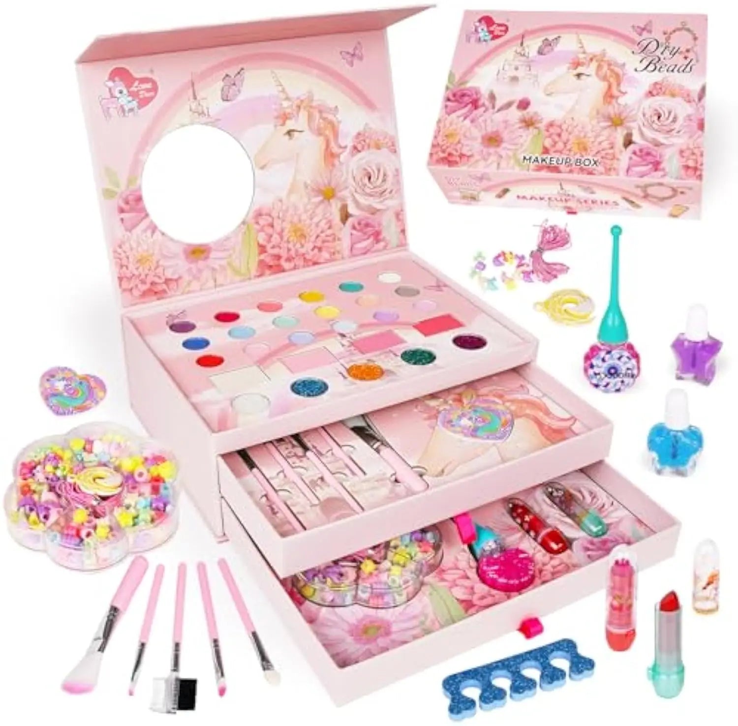 KTX-195923 Kids Washable Makeup Set for Pretend Play - Includes Realistic Cosmetics for Ages 2-13