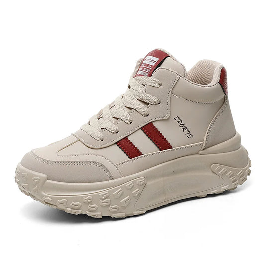KTX-802579 XF6228 New Simple Autumn Women's Shoes Round Toe Thick Sole Elevated Board Shoes Shock Absorbing Lightweight Sports Shoes
