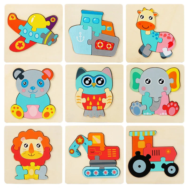 KTX-515475 3D Animal Snap Puzzle Jigsaw Board Toy for Children's Early Learning and Development