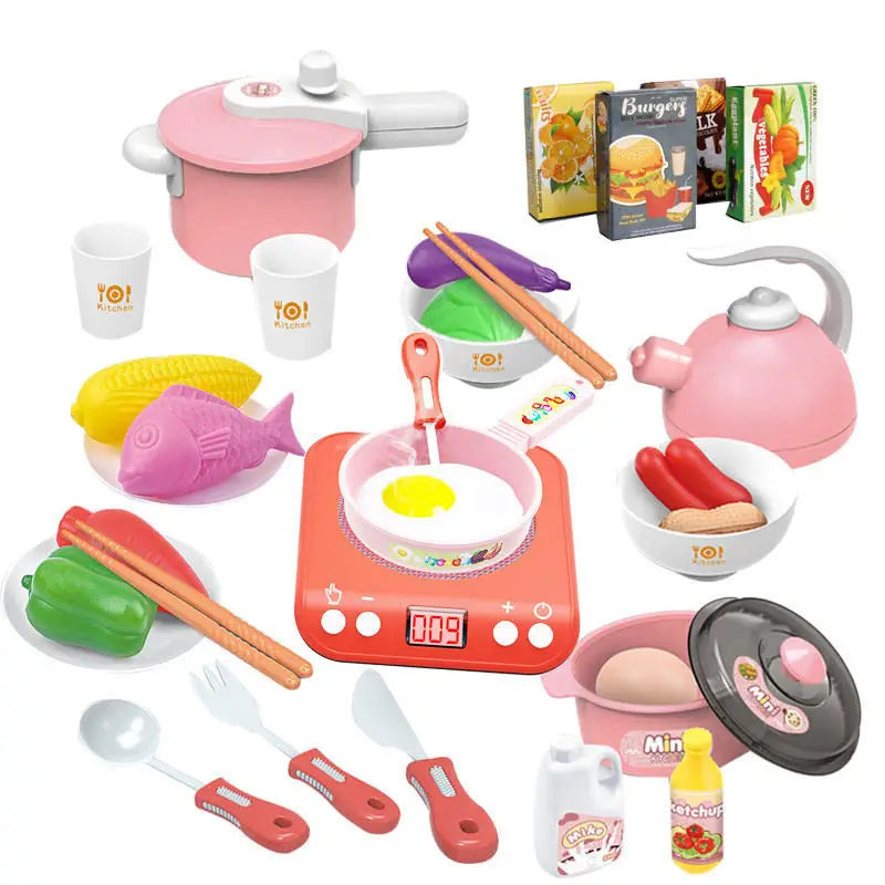 KTX-737171 Pretend Play Cooking Kitchen Toy Set for Kids Ages 2-13, Plastic Cooking Tools and Accessories
