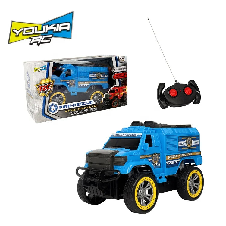 KTX-950739 Blue Remote Control Electric Car 27MHz 4x4 Stunt Vehicle for Kids 1/16 Scale Indoor-Outdoor Use