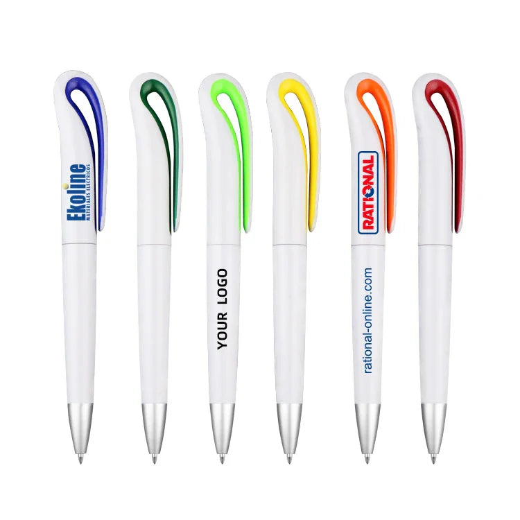 KTX-110739 Custom Plastic Ballpoint Pen with Logo, Twist Action, 1.0mm Black Ink, Lightweight Design