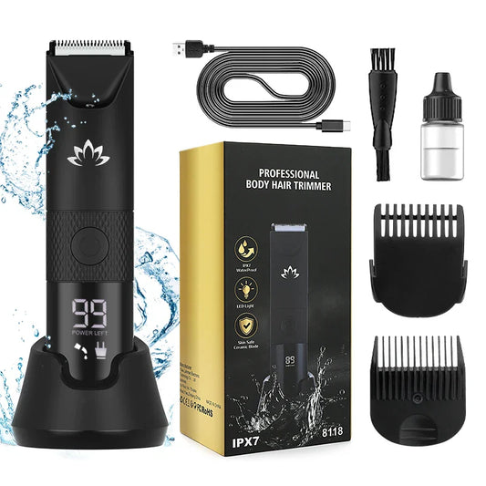 KTX-209235 Waterproof Body Hair Trimmer for Men and Women with 6800RPM Power, Suitable for Bikini and Groin Areas