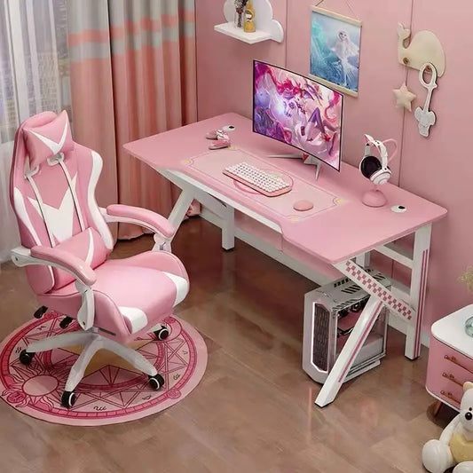 KTX-052691 Adjustable Pink Metal Gaming and Home Office Table
