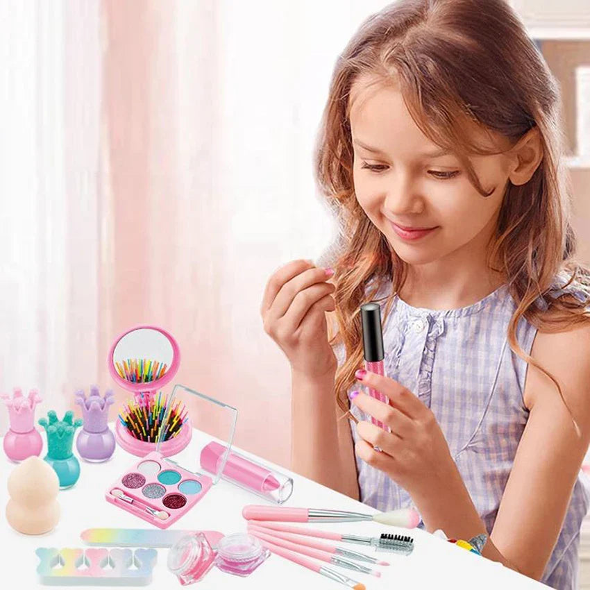 KTX-326995 Kids Cosmetic Makeup Set with Nail Accessories for Dress-Up Play - Ages 2 to 14