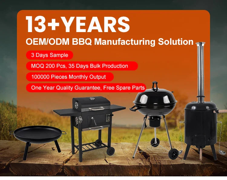 KTX-334739 Charcoal BBQ Grill Trolley with Side Table in Multiple Sizes