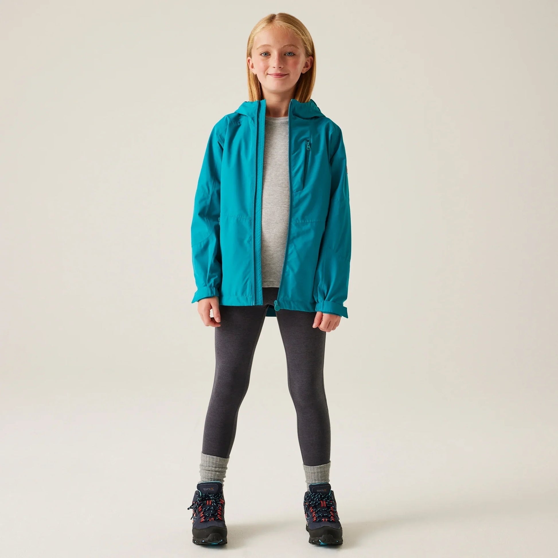 KTX-178835 Customized Design Girls Waterproof Jacket Garment Dyed Button Decorated