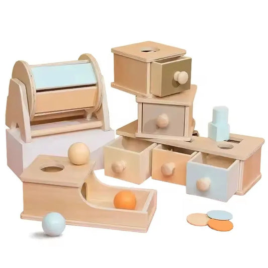 KTX-443027 Montessori Wooden Coin Box Drawer Game for Early Learning and Development