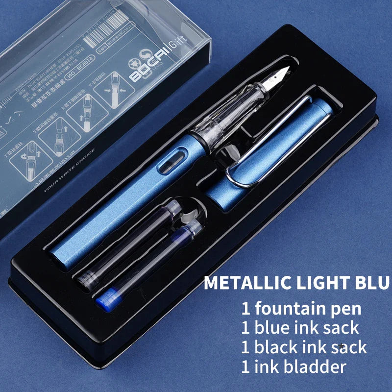 KTX-093779 Ergonomic Fountain Pen with EF Nib - Black and Blue, 16.1 cm Size