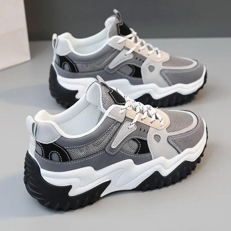 KTX-540435 SH201 New Colored Mesh Women's Board Shoes Summer Breathable Thick Sole Running Shoes Student Fashion Casual Shoes