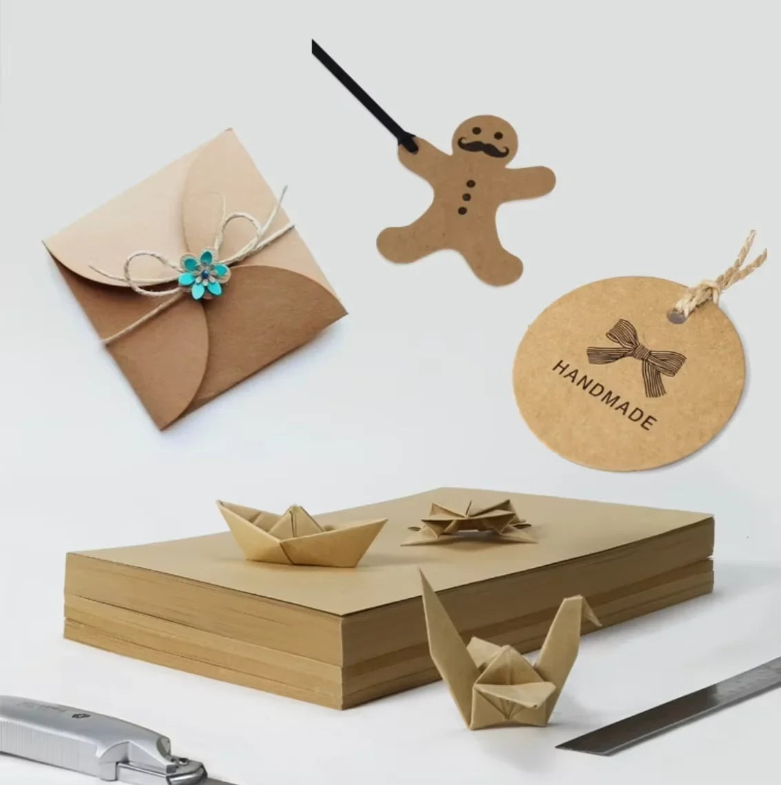 KTX-658899 300g A3 A4 Thick Kraft Paper Sheets for Craft and DIY Projects