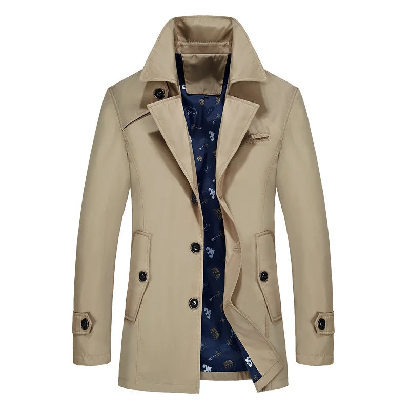 KTX-701971 Men's Coats Trench Coat Wind Breaker Jacket Middle-aged Business Plus Size Men's Jackets Wrinkle Resistant Fashion Man Coat