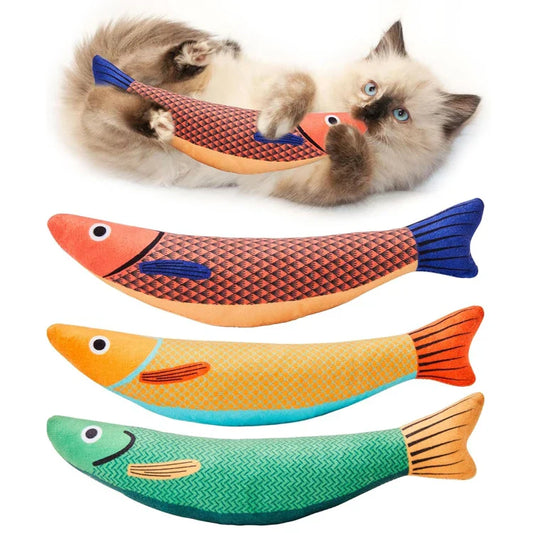 KTX-636563 Soft Catnip Crinkle Saury Fish Toys – 3 Pack Indoor Exercise Cat Toys