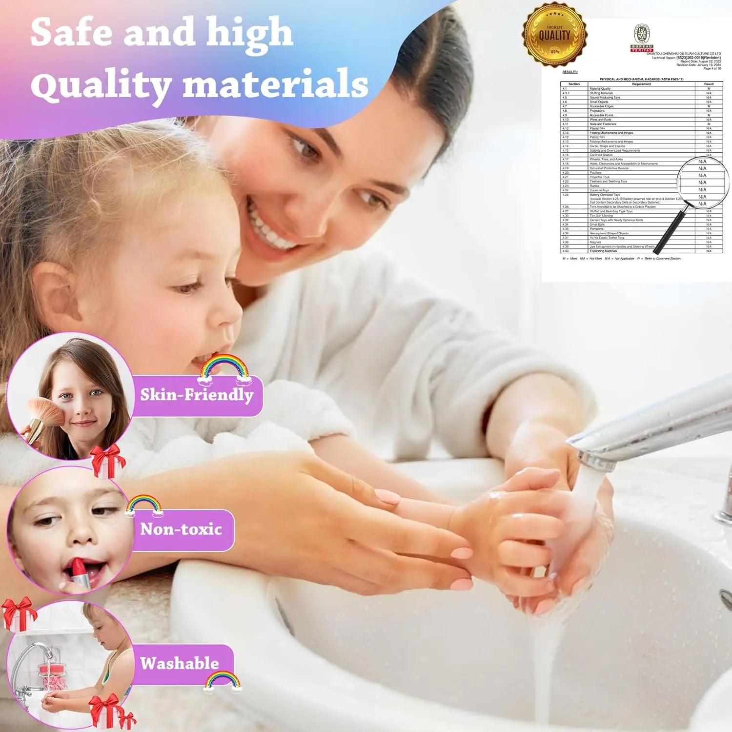 KTX-064851 Kids Nail Polish Set in Washable Makeup Bag for Ages 2-14 - Non-Toxic Pretend Play Cosmetic Toys