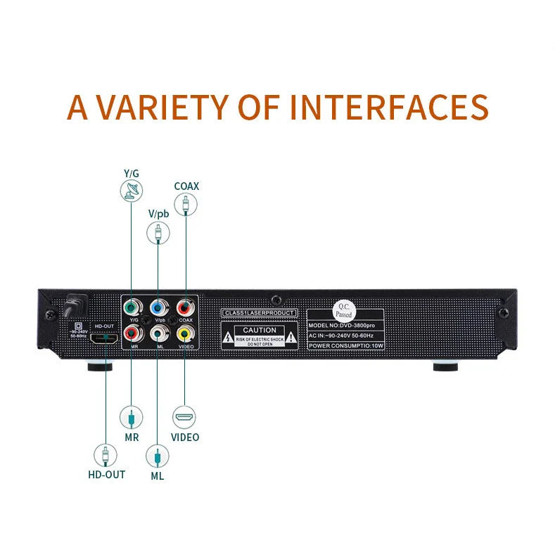 KTX-648915 Compact 10.1-Inch 1080P Mini DVD Player with Remote, AM/FM Radio, and Versatile Compatibility for Home Use
