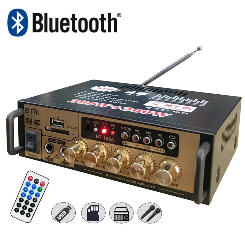 KTX-645459 Mini 12V Audio Power Amplifier with U Disk and Bluetooth Functionality