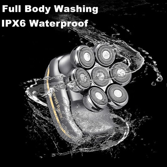KTX-848787 7D Multifunctional Cordless Electric Head Shaver with Beard and Nose Trimmer, Rechargeable 6-in-1 Razor for Men