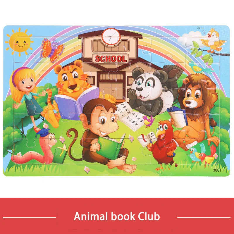 KTX-709779 30-Piece Wooden Jigsaw Puzzle for Toddlers - Educational Montessori Animal Game for Kids