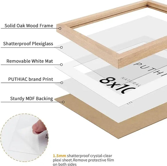 KTX-521811 Classic Wooden Photo Frame for Elegant Photo Display with Glass Insert