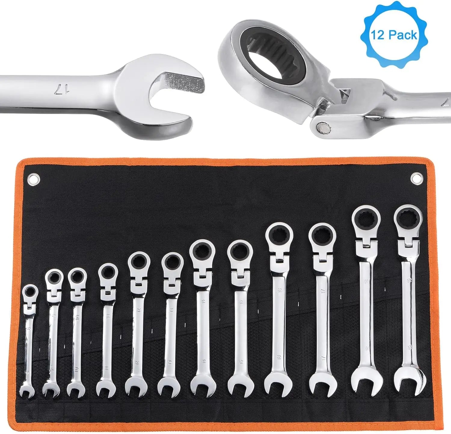 KTX-247315 CR-V Double Head Combination Wrench Set with Metric Torque Spanner and Ratchet Wrench