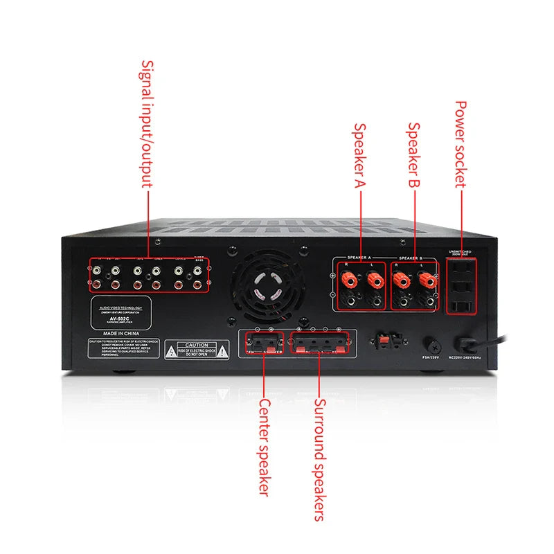 KTX-172051 AV-502C Stereo Home Theatre Receiver with USB, SD, FM, and Bluetooth Connectivity