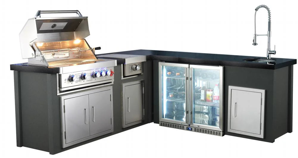 KTX-564115 Heavy-Duty 304 Stainless Steel Outdoor BBQ Grill with Rotisserie, Gas & Charcoal Dual Function