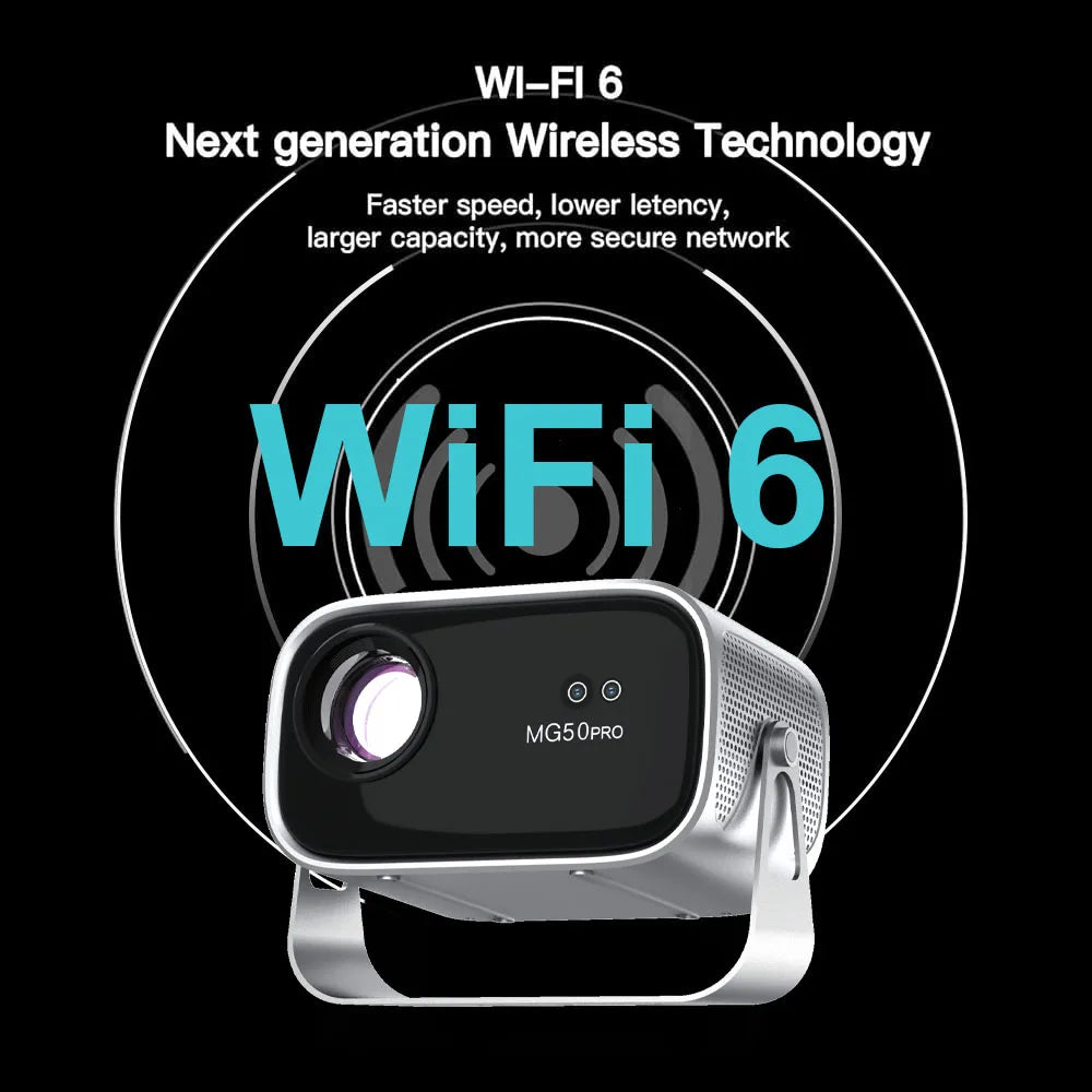 KTX-533651 Portable 4K Mini Projector with Android 12.0, WiFi, and Full HD 1080P for Home Movie Streaming