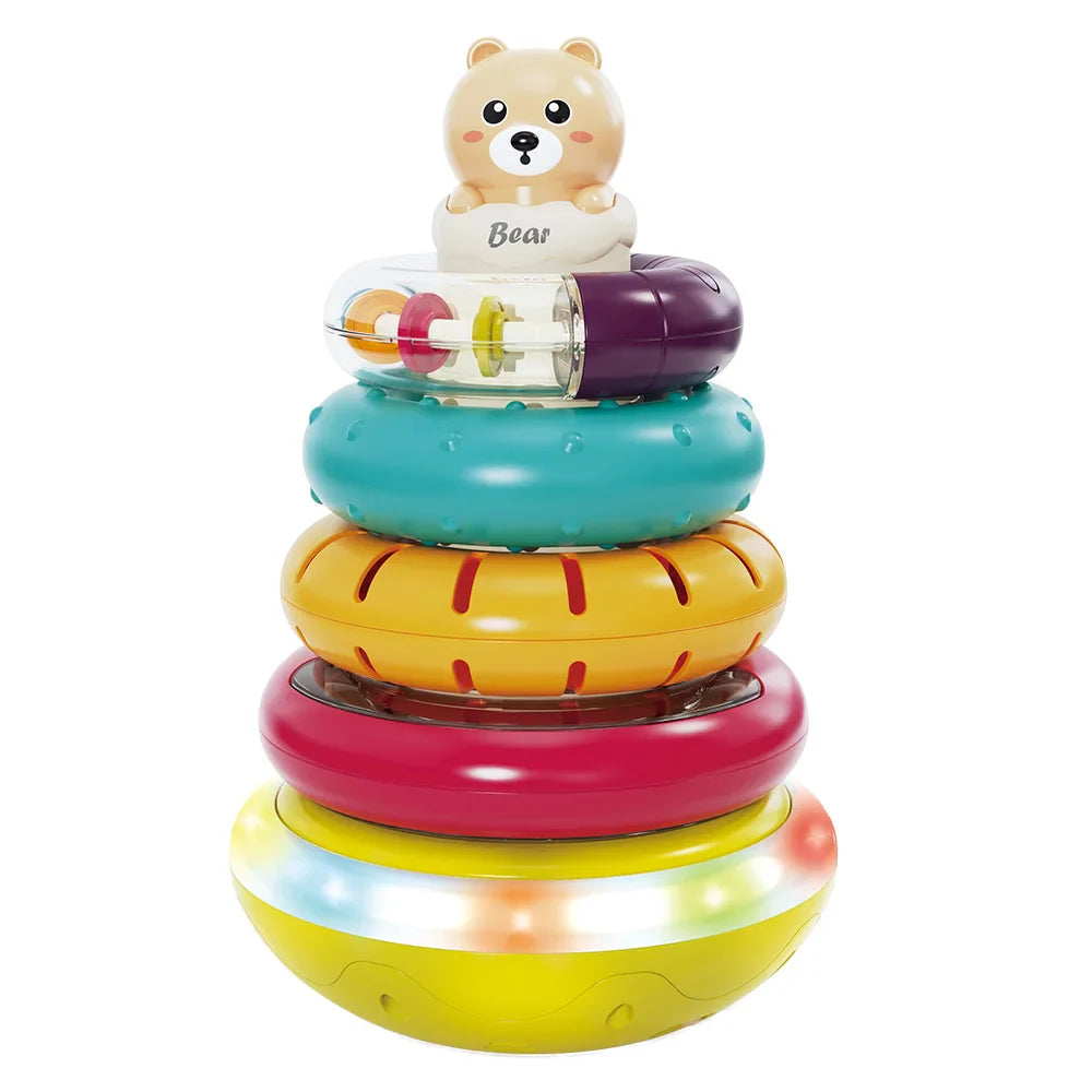 KTX-390163 Montessori Rotating Rainbow Stacking Ring Tower Toy for Early Learning and Development